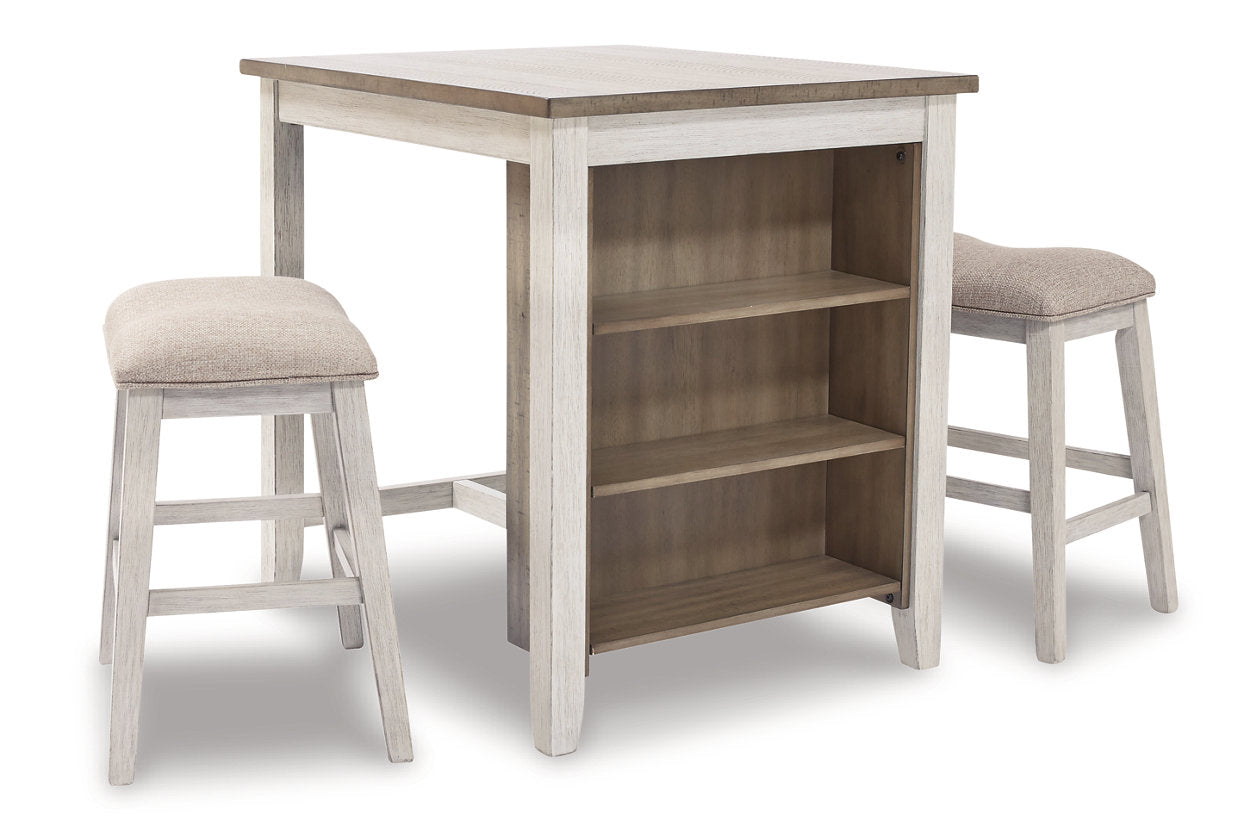 Skempton White/Light 3-Piece Brown Counter Height Set - D394-113 - Luna Furniture - Dallas Store