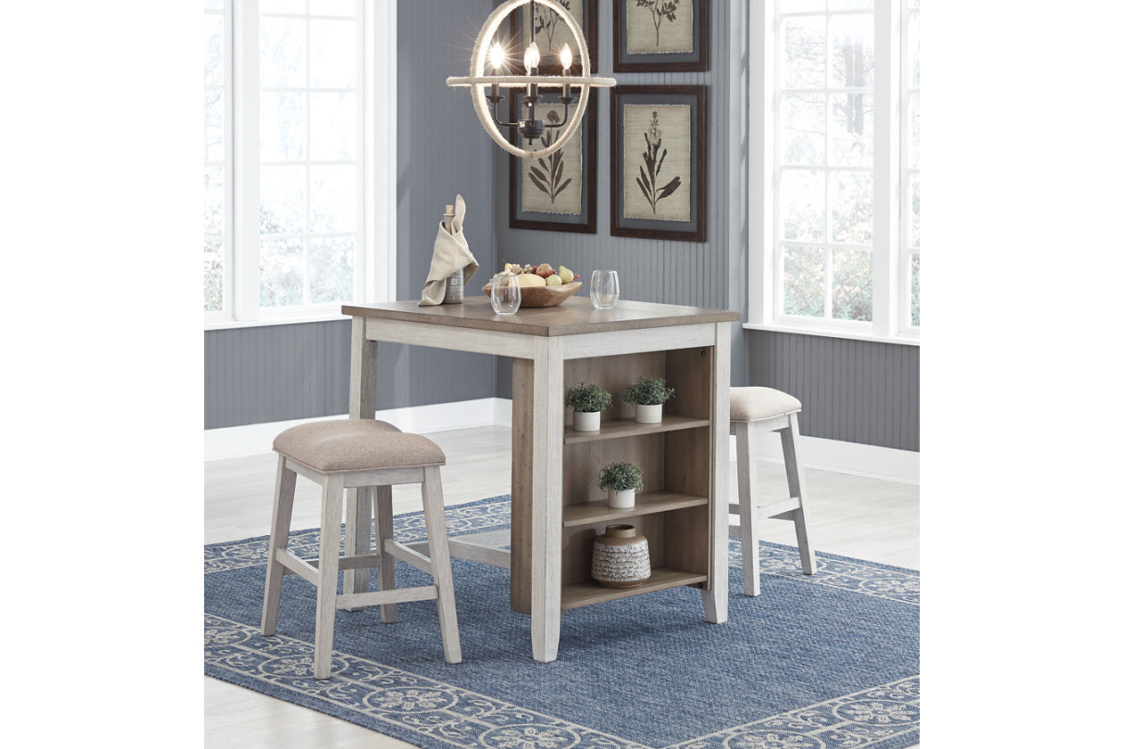 Skempton White/Light 3-Piece Brown Counter Height Set - D394-113 - Luna Furniture - Dallas Store