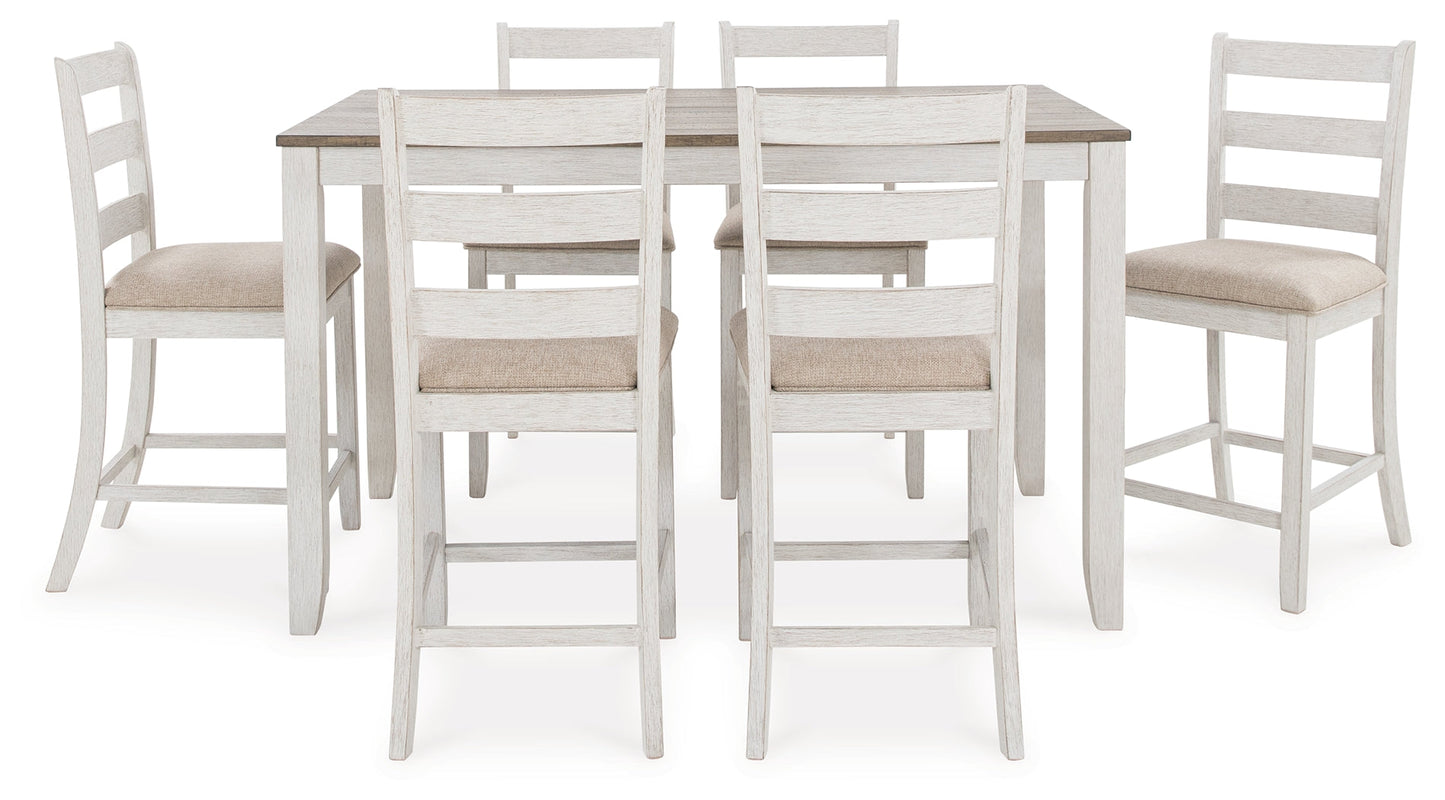 Skempton White/Light 7-Piece Brown Counter Height Set - D394-423 - Luna Furniture - Dallas Store
