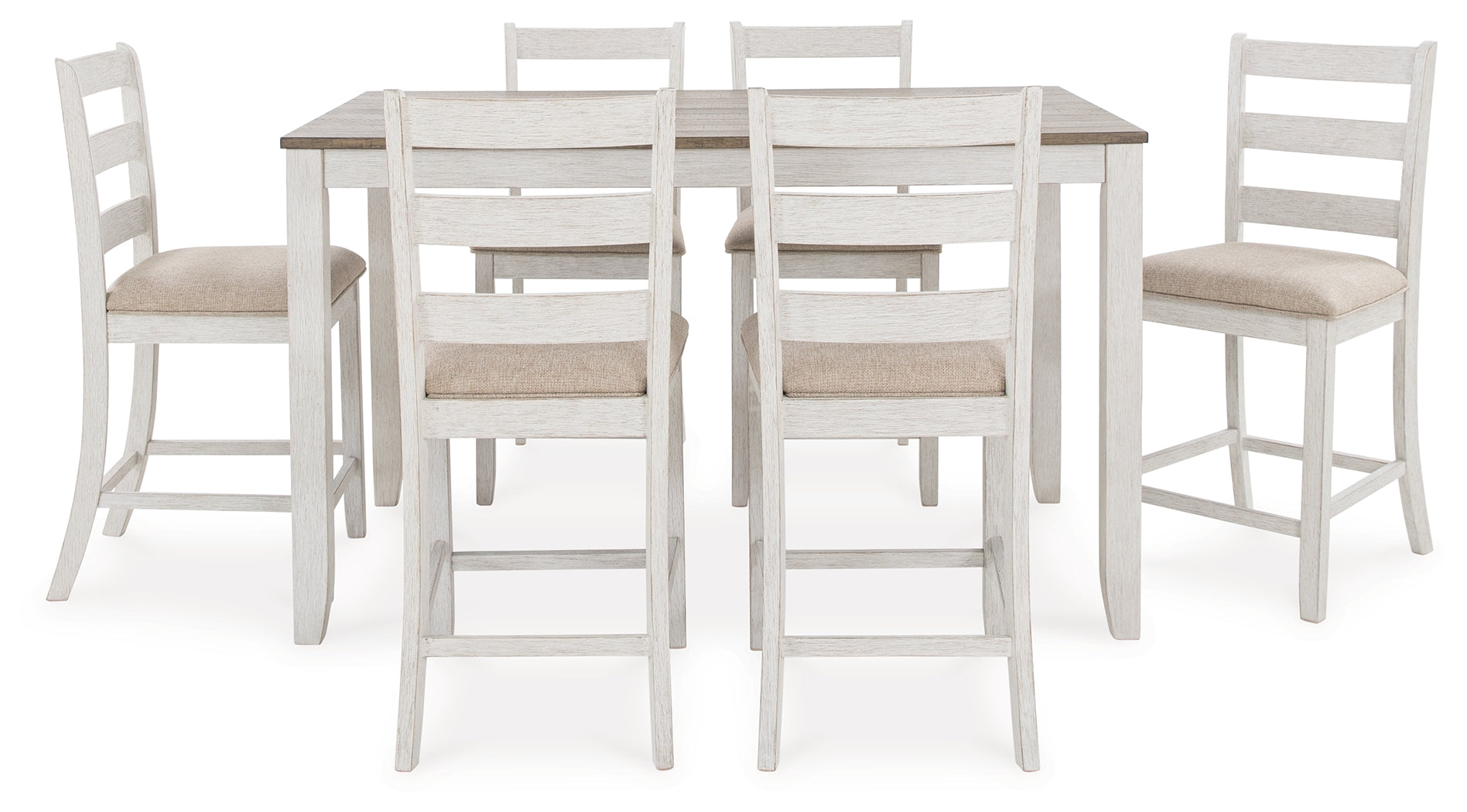 Skempton White/Light 7-Piece Brown Counter Height Set - D394-423 - Luna Furniture - Dallas Store