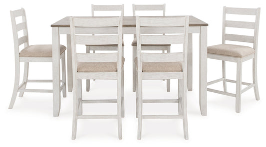 Skempton White/Light 7-Piece Brown Counter Height Set - D394-423 - Luna Furniture - Dallas Store