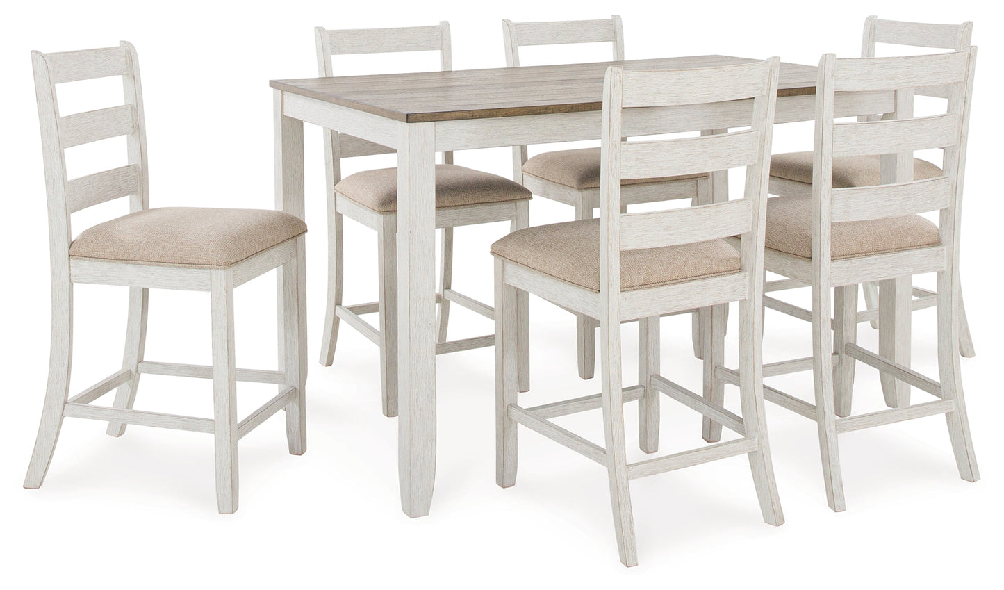 Skempton White/Light 7-Piece Brown Counter Height Set - D394-423 - Luna Furniture - Dallas Store