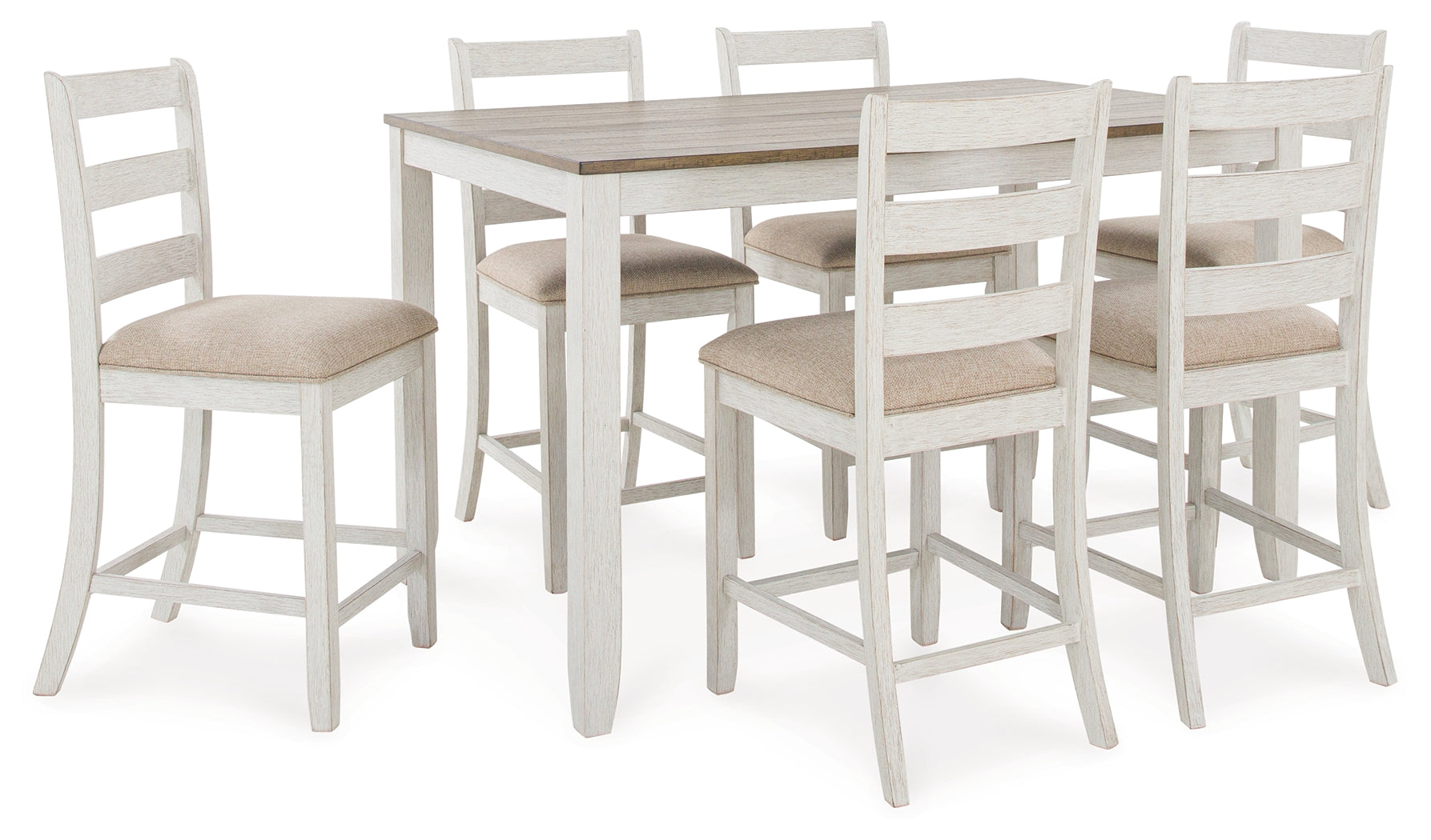 Skempton White/Light 7-Piece Brown Counter Height Set - D394-423 - Luna Furniture - Dallas Store