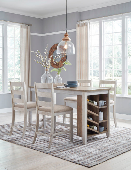 Skempton White/Light Brown 5-Piece Counter Height Set - SET | D394-32 | D394-124(2) - Luna Furniture - Dallas Store