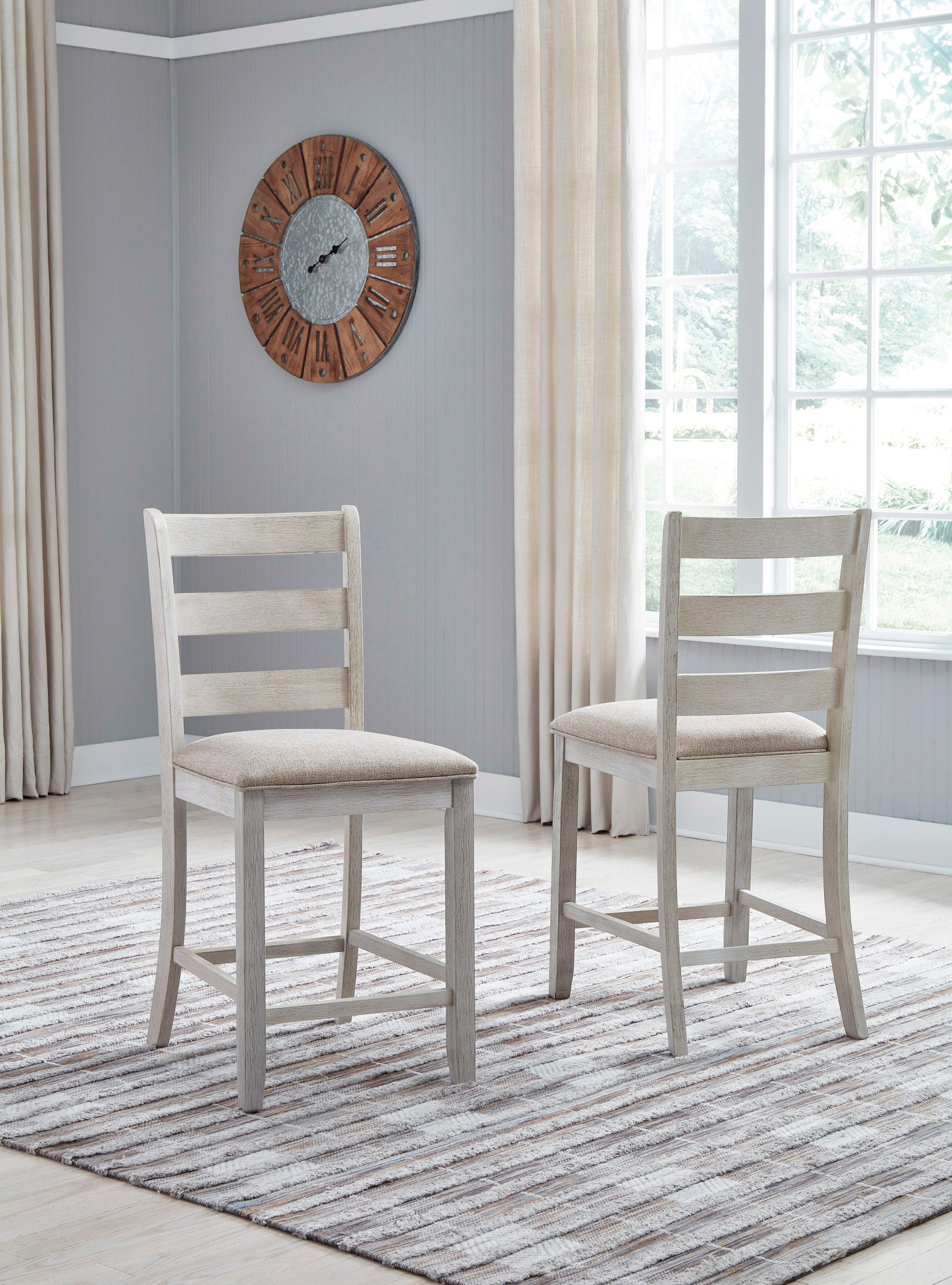 Skempton White/Light Brown 5-Piece Counter Height Set - SET | D394-32 | D394-124(2) - Luna Furniture - Dallas Store