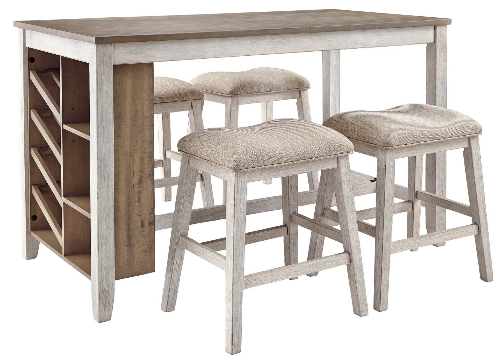 Skempton White/Light Brown 5-Piece Counter Height Set w/ Stools - SET | D394-32 | D394-024(2) - Luna Furniture - Dallas Store