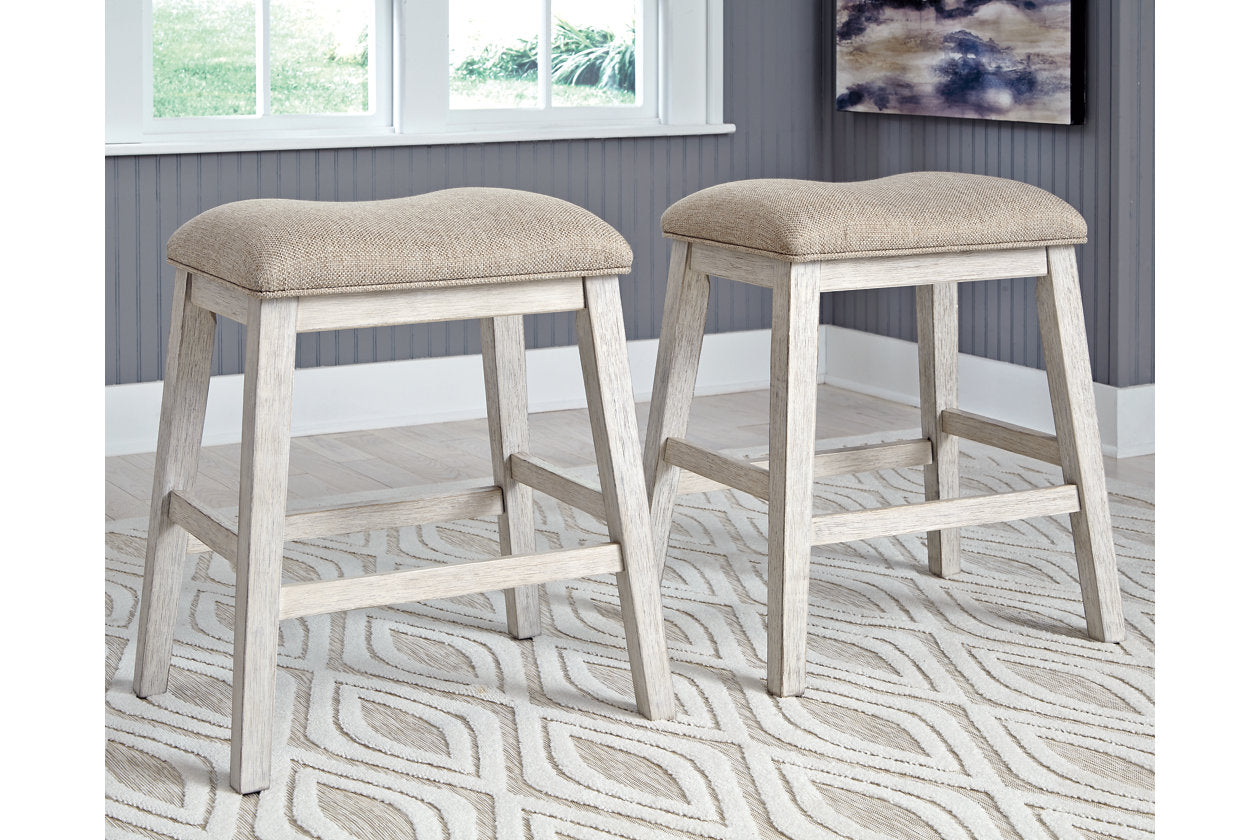 Skempton White/Light Brown Counter Height Barstool, Set of 2 - D394-024 - Luna Furniture - Dallas Store