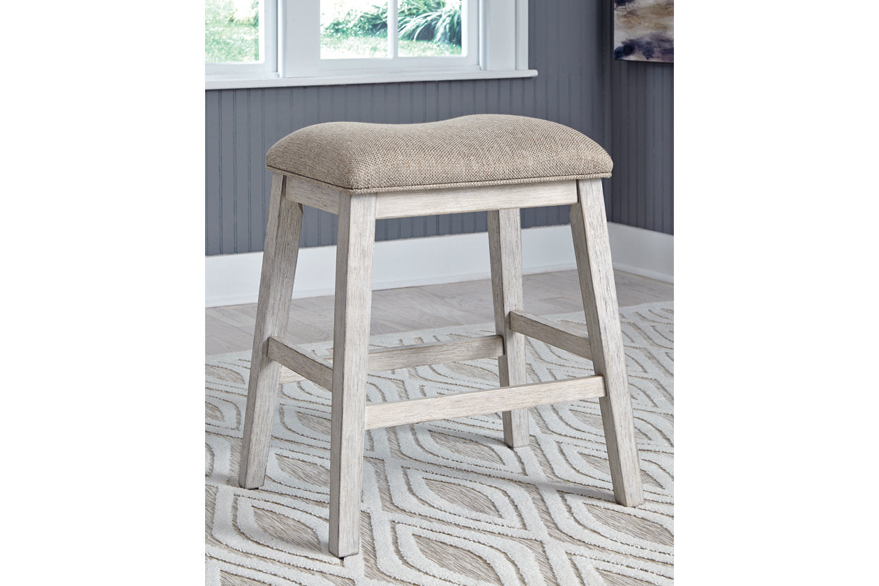 Skempton White/Light Brown Counter Height Barstool, Set of 2 - D394-024 - Luna Furniture - Dallas Store