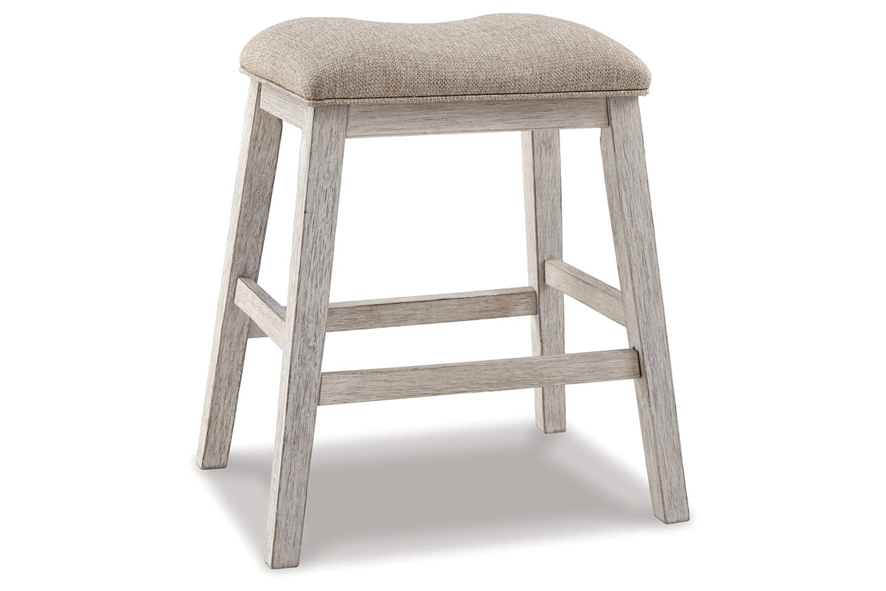 Skempton White/Light Brown Counter Height Barstool, Set of 2 - D394-024 - Luna Furniture - Dallas Store