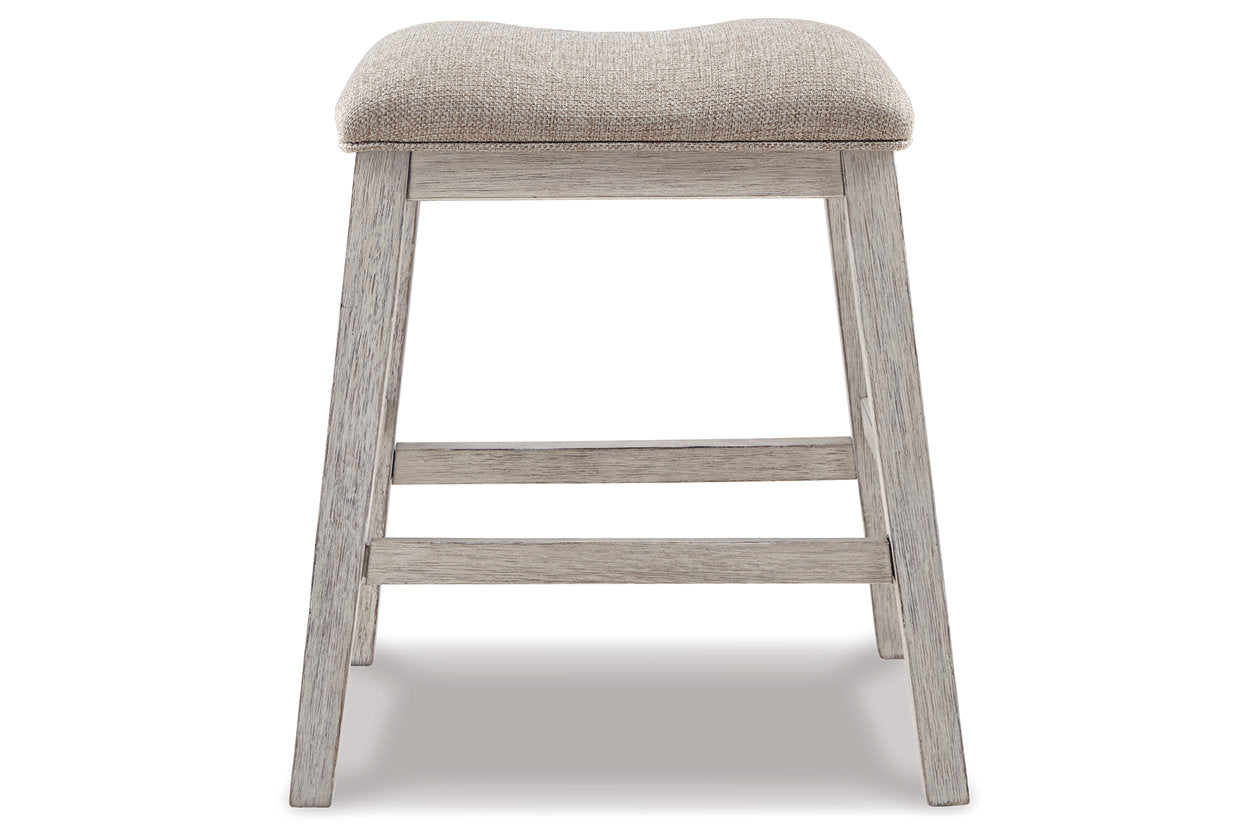 Skempton White/Light Brown Counter Height Barstool, Set of 2 - D394-024 - Luna Furniture - Dallas Store