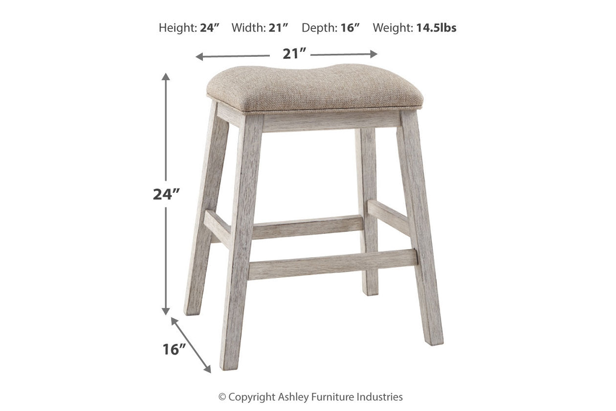 Skempton White/Light Brown Counter Height Barstool, Set of 2 - D394-024 - Luna Furniture - Dallas Store