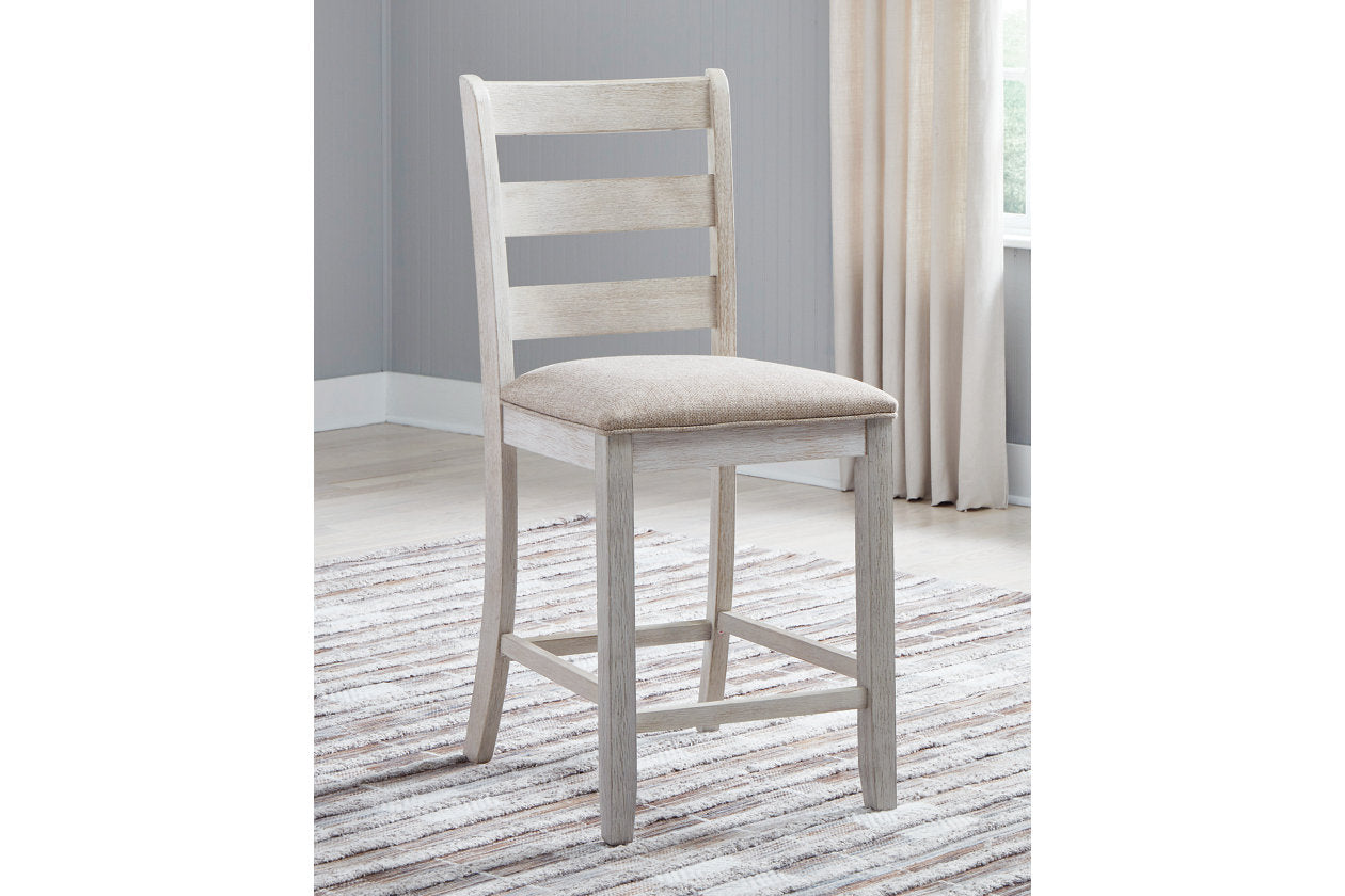 Skempton White/Light Brown Counter Height Chair, Set of 2 - D394-124 - Luna Furniture - Dallas Store