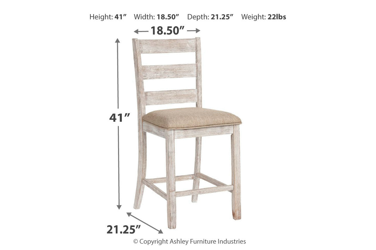 Skempton White/Light Brown Counter Height Chair, Set of 2 - D394-124 - Luna Furniture - Dallas Store