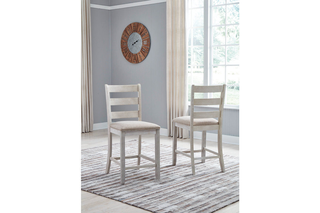 Skempton White/Light Brown Counter Height Chair, Set of 2 - D394-124 - Luna Furniture - Dallas Store