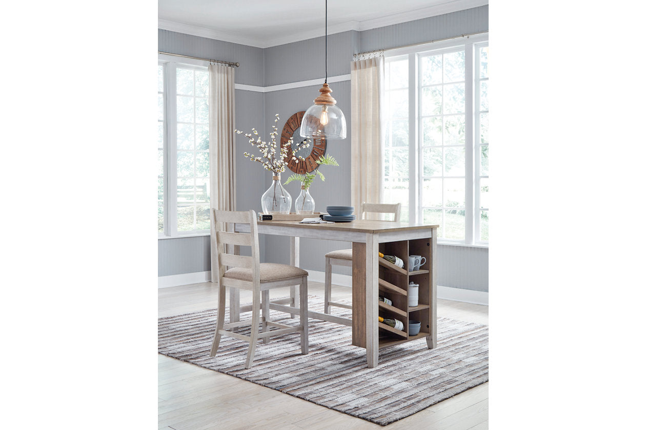 Skempton White/Light Brown Counter Height Dining Table - D394-32 - Luna Furniture - Dallas Store