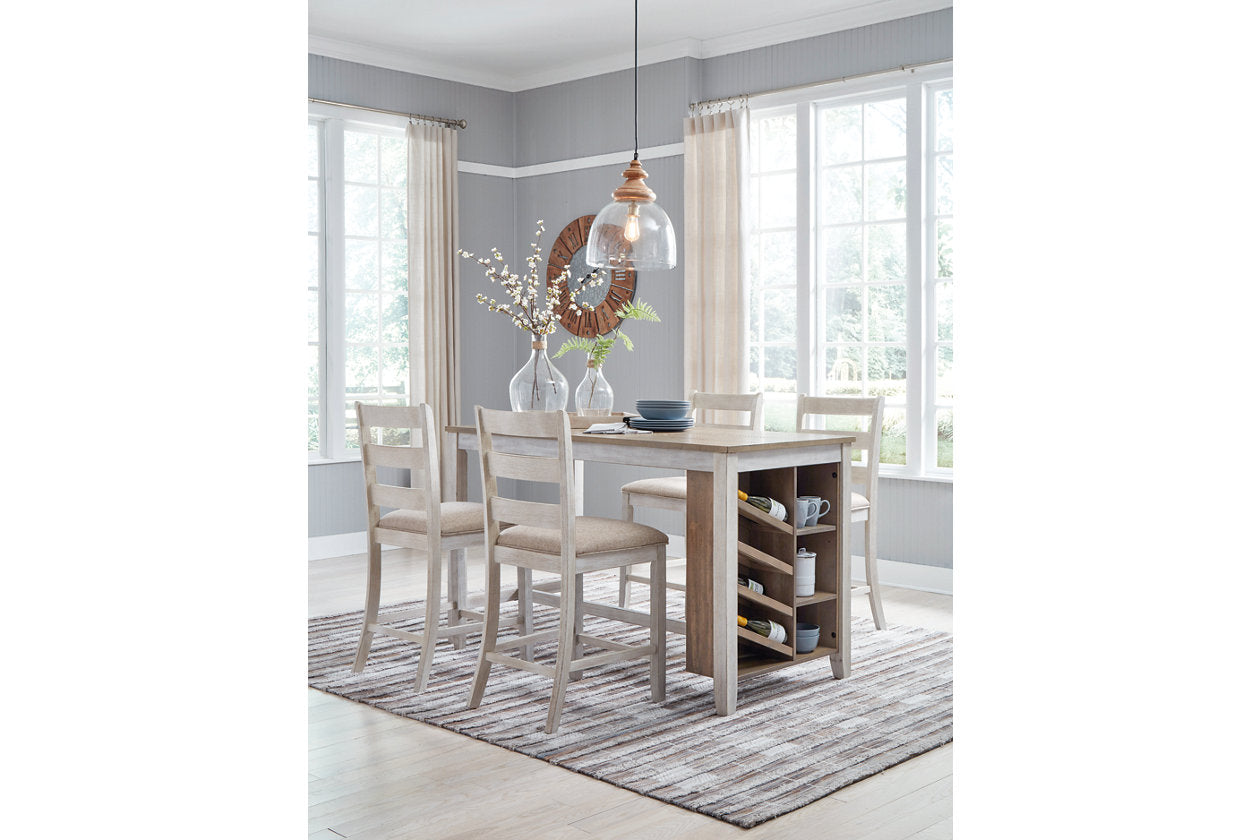 Skempton White/Light Brown Counter Height Dining Table - D394-32 - Luna Furniture - Dallas Store