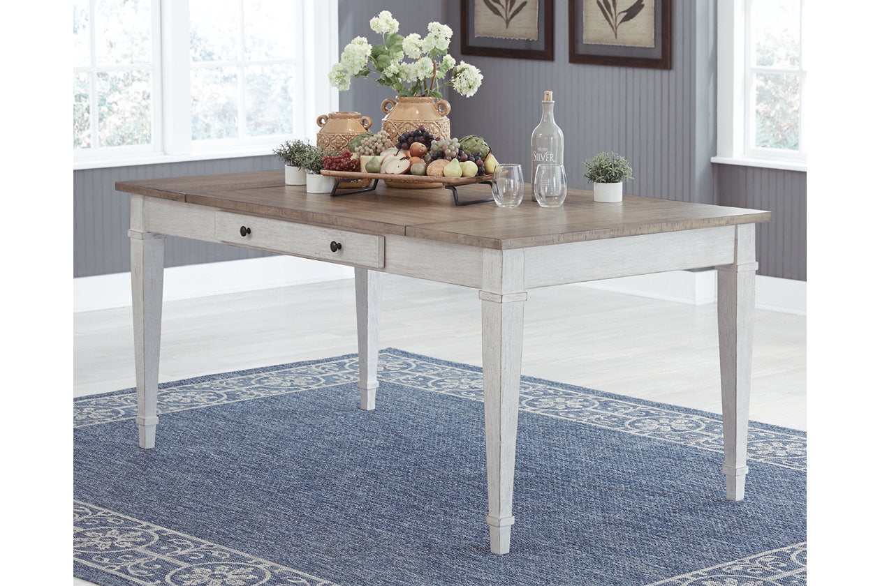 Skempton White/Light Brown Dining Table - D394-25 - Luna Furniture - Dallas Store