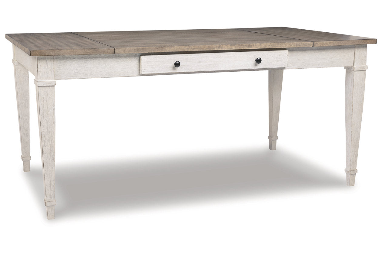 Skempton White/Light Brown Dining Table - D394-25 - Luna Furniture - Dallas Store