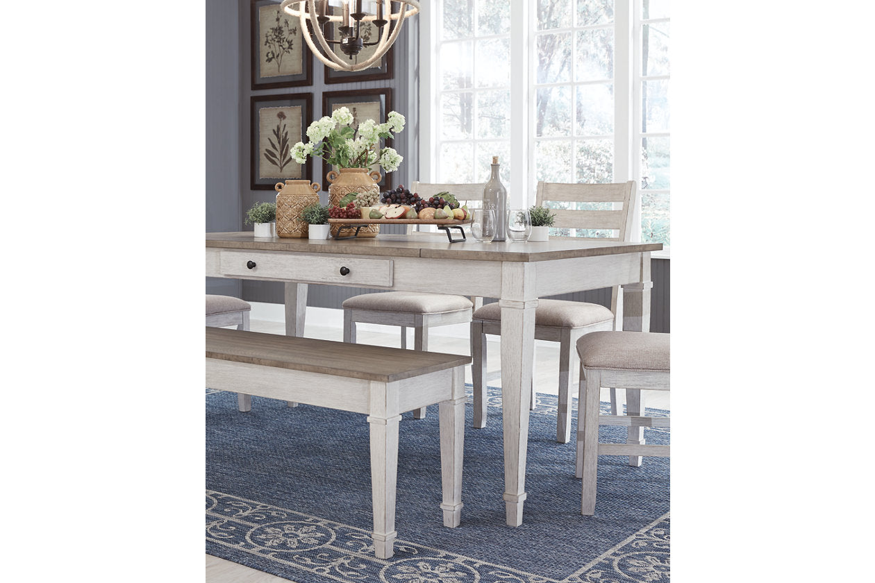 Skempton White/Light Brown Dining Table - D394-25 - Luna Furniture - Dallas Store