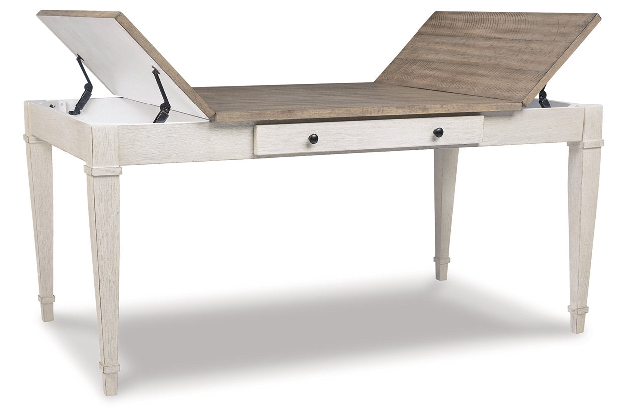 Skempton White/Light Brown Dining Table - D394-25 - Luna Furniture - Dallas Store
