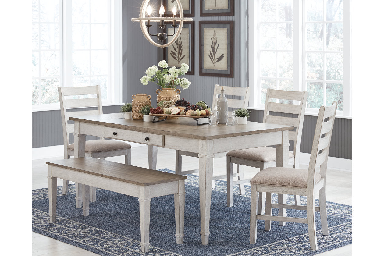 Skempton White/Light Brown Dining Table - D394-25 - Luna Furniture - Dallas Store