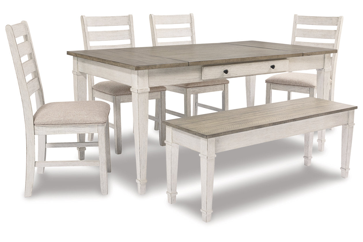 Skempton White/Light Brown Dining Table - D394-25 - Luna Furniture - Dallas Store