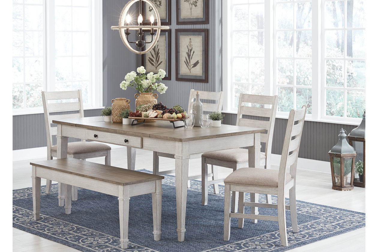 Skempton White/Light Brown Dining Table - D394-25 - Luna Furniture - Dallas Store