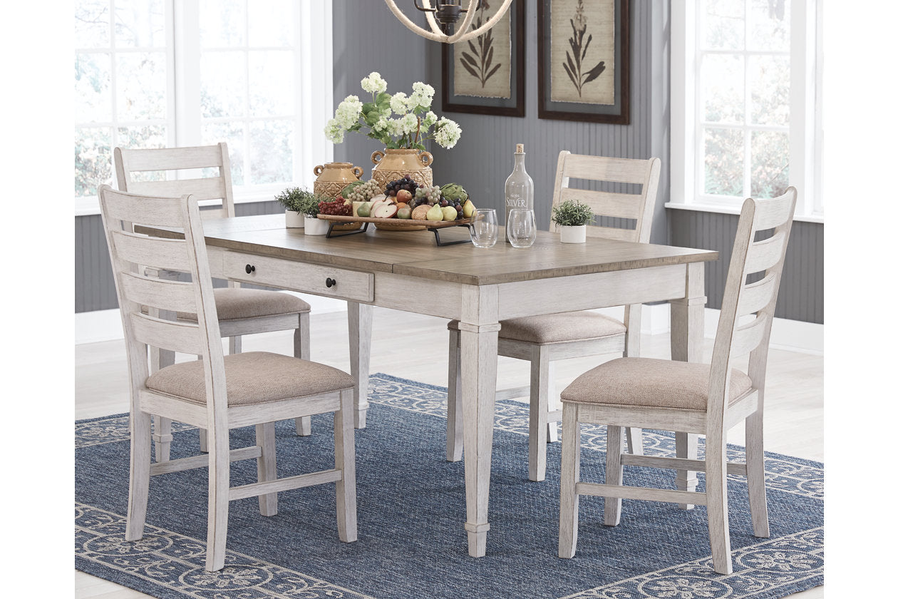 Skempton White/Light Brown Dining Table - D394-25 - Luna Furniture - Dallas Store