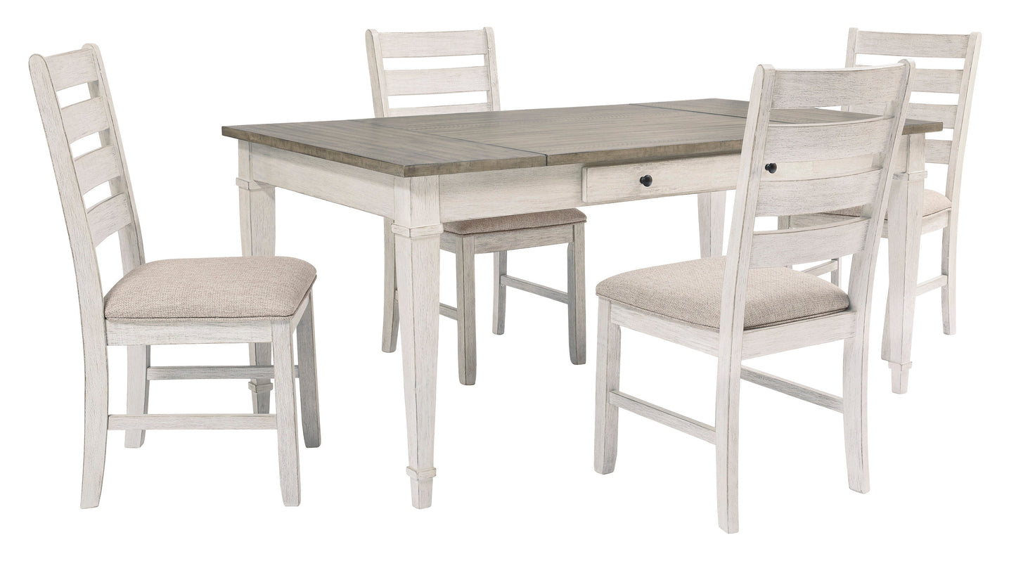 Skempton White/Light Brown Rectangular Dining Set - SET | D394-25 | D394-01(2) - Luna Furniture - Dallas Store