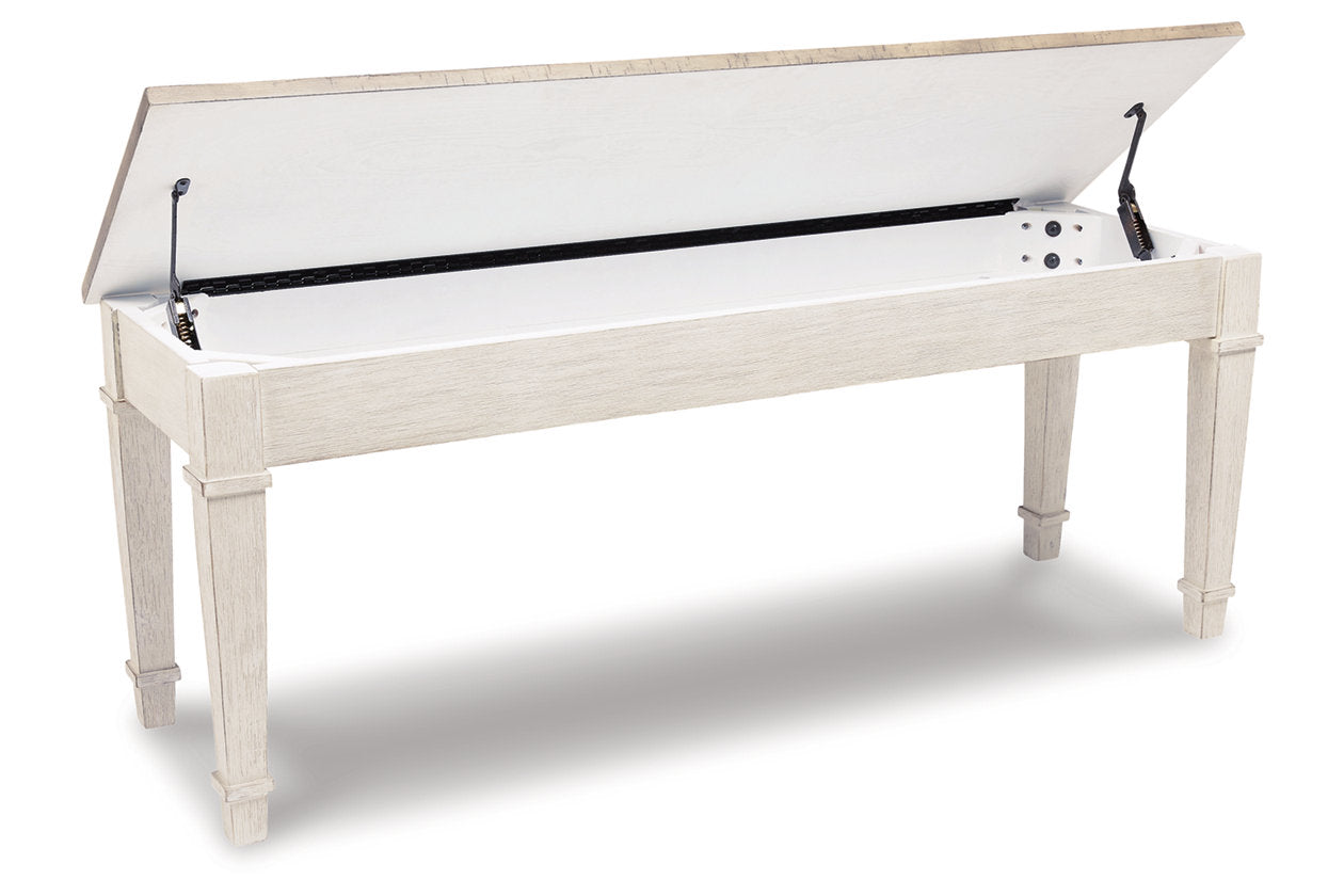 Skempton White/Light Brown Storage Bench - D394-00 - Luna Furniture - Dallas Store