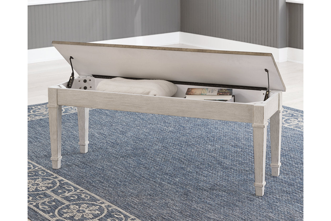 Skempton White/Light Brown Storage Bench - D394-00 - Luna Furniture - Dallas Store