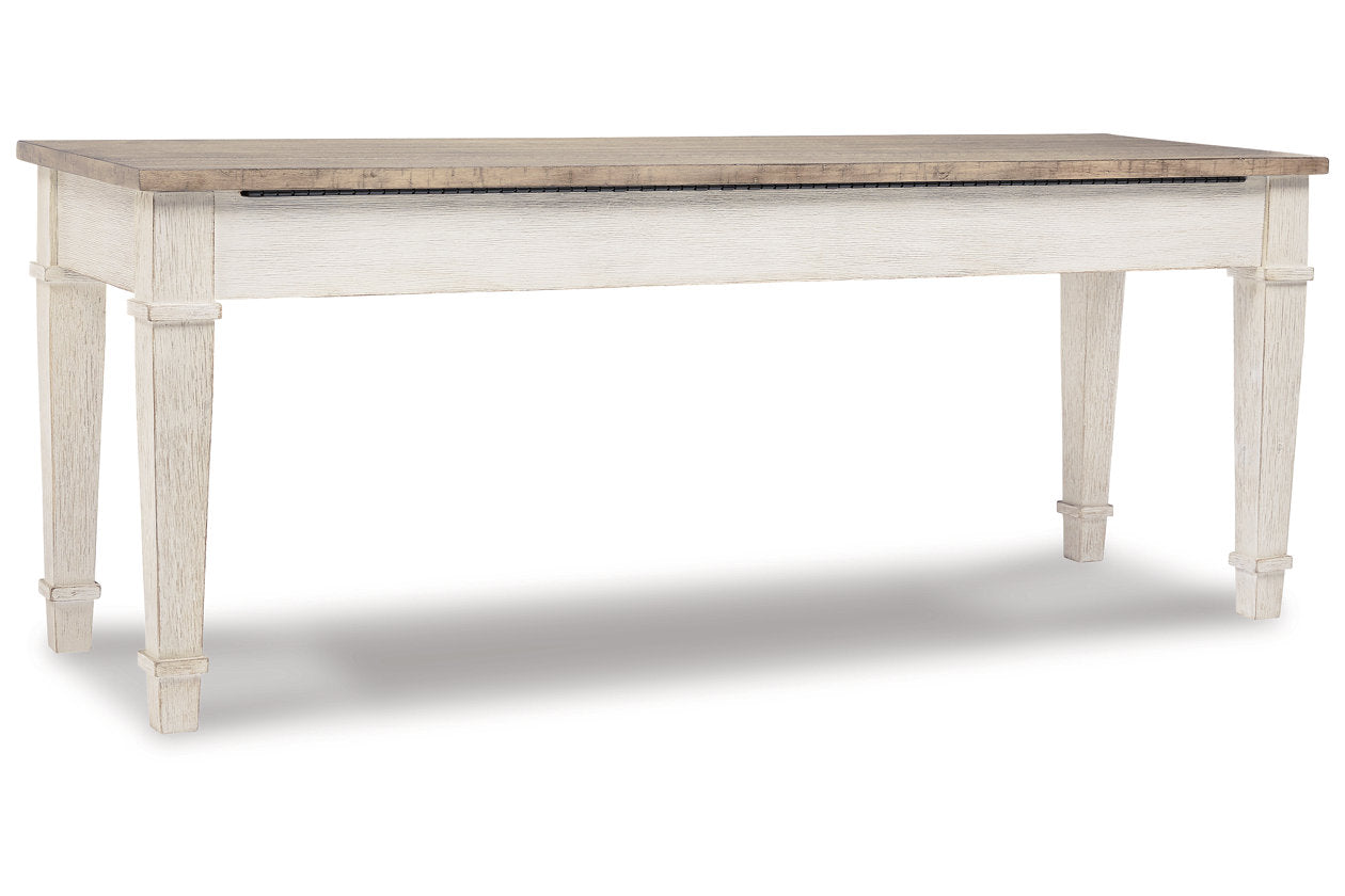 Skempton White/Light Brown Storage Bench - D394-00 - Luna Furniture - Dallas Store