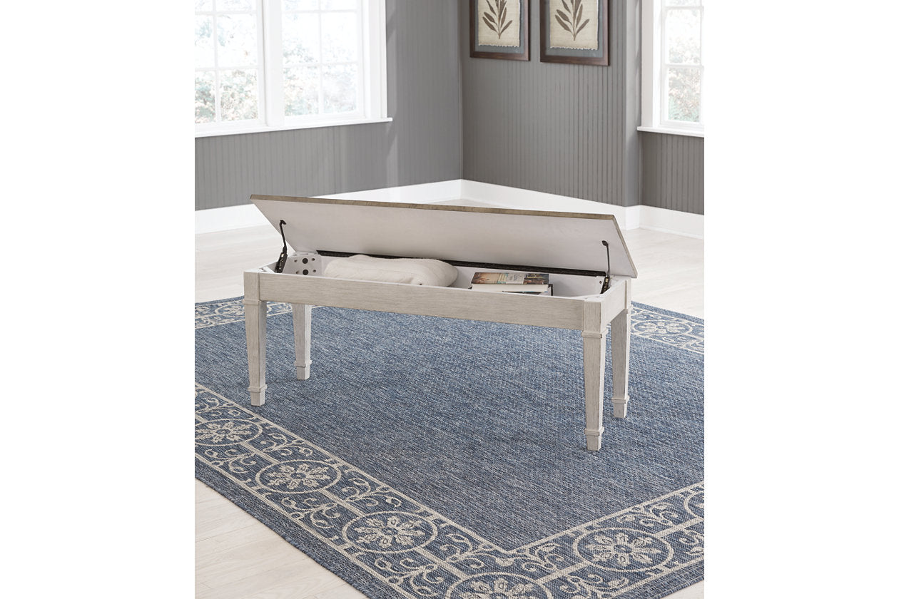 Skempton White/Light Brown Storage Bench - D394-00 - Luna Furniture - Dallas Store