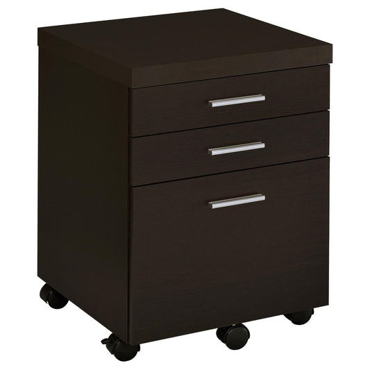Skylar 3-Drawer Mobile File Cabinet Cappuccino - 800894 - Luna Furniture - Dallas Store