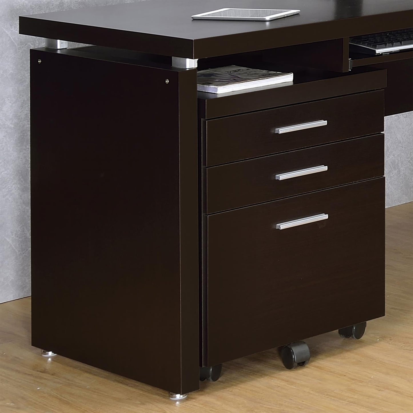 Skylar 3-Drawer Mobile File Cabinet Cappuccino - 800894 - Luna Furniture - Dallas Store