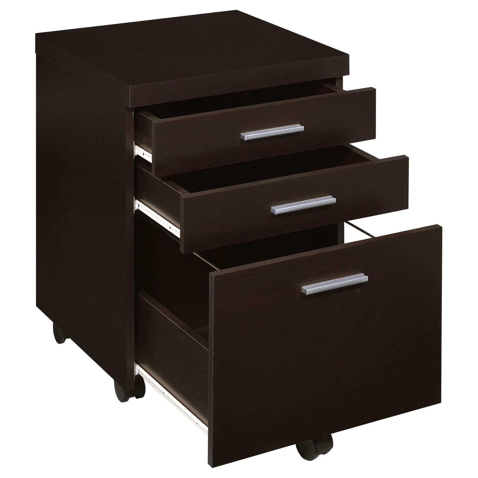 Skylar 3-Drawer Mobile File Cabinet Cappuccino - 800894 - Luna Furniture - Dallas Store