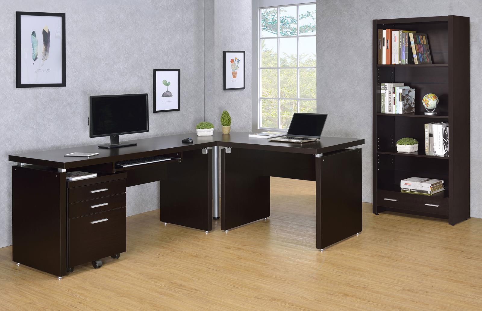 Skylar Cappuccino 5-Shelf Bookcase with Storage Drawer - 800905 - Luna Furniture - Dallas Store