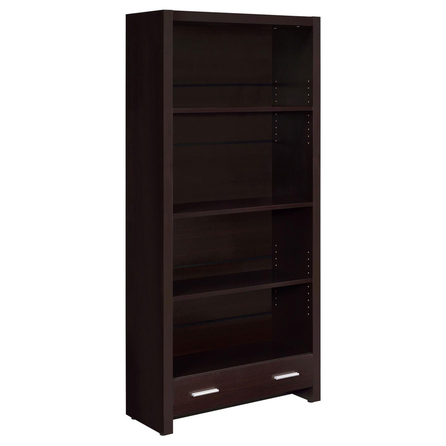 Skylar Cappuccino 5-Shelf Bookcase with Storage Drawer - 800905 - Luna Furniture - Dallas Store