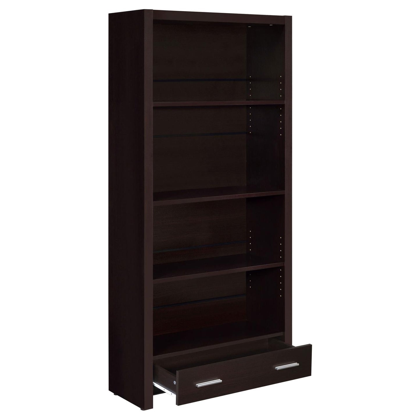 Skylar Cappuccino 5-Shelf Bookcase with Storage Drawer - 800905 - Luna Furniture - Dallas Store