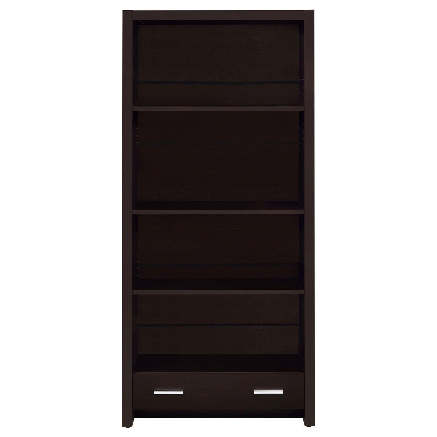 Skylar Cappuccino 5-Shelf Bookcase with Storage Drawer - 800905 - Luna Furniture - Dallas Store