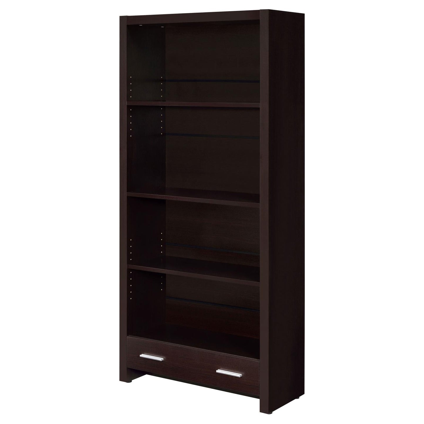 Skylar Cappuccino 5-Shelf Bookcase with Storage Drawer - 800905 - Luna Furniture - Dallas Store