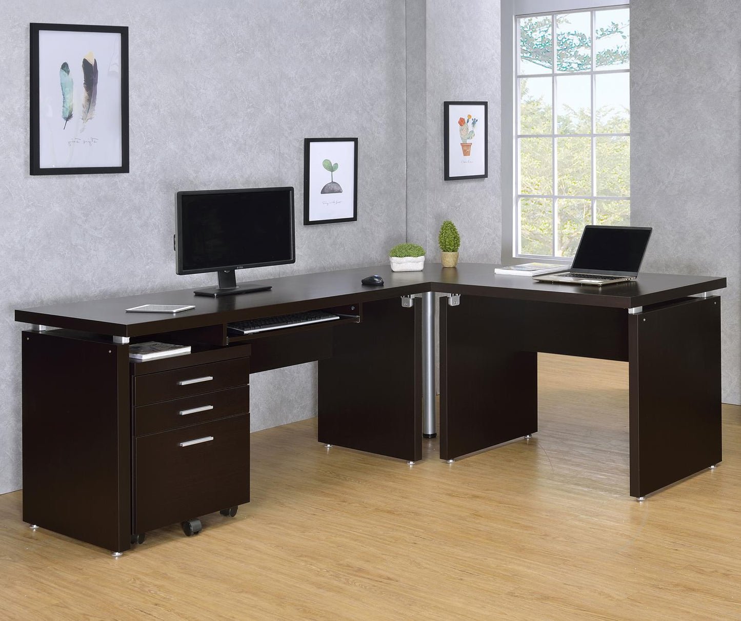 Skylar Cappuccino Computer Desk with Keyboard Drawer - 800891 - Luna Furniture - Dallas Store