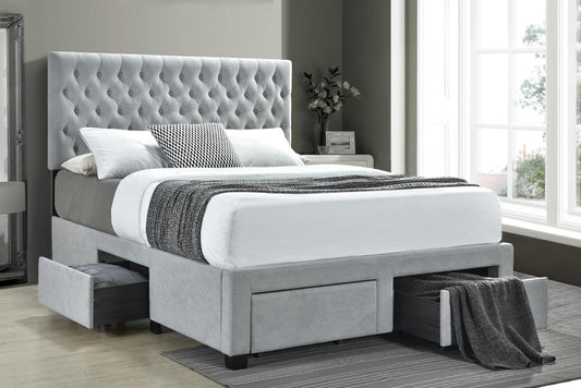 Soledad Queen 4-Drawer Button Tufted Storage Bed Beige - 305878Q - Luna Furniture - Dallas Store