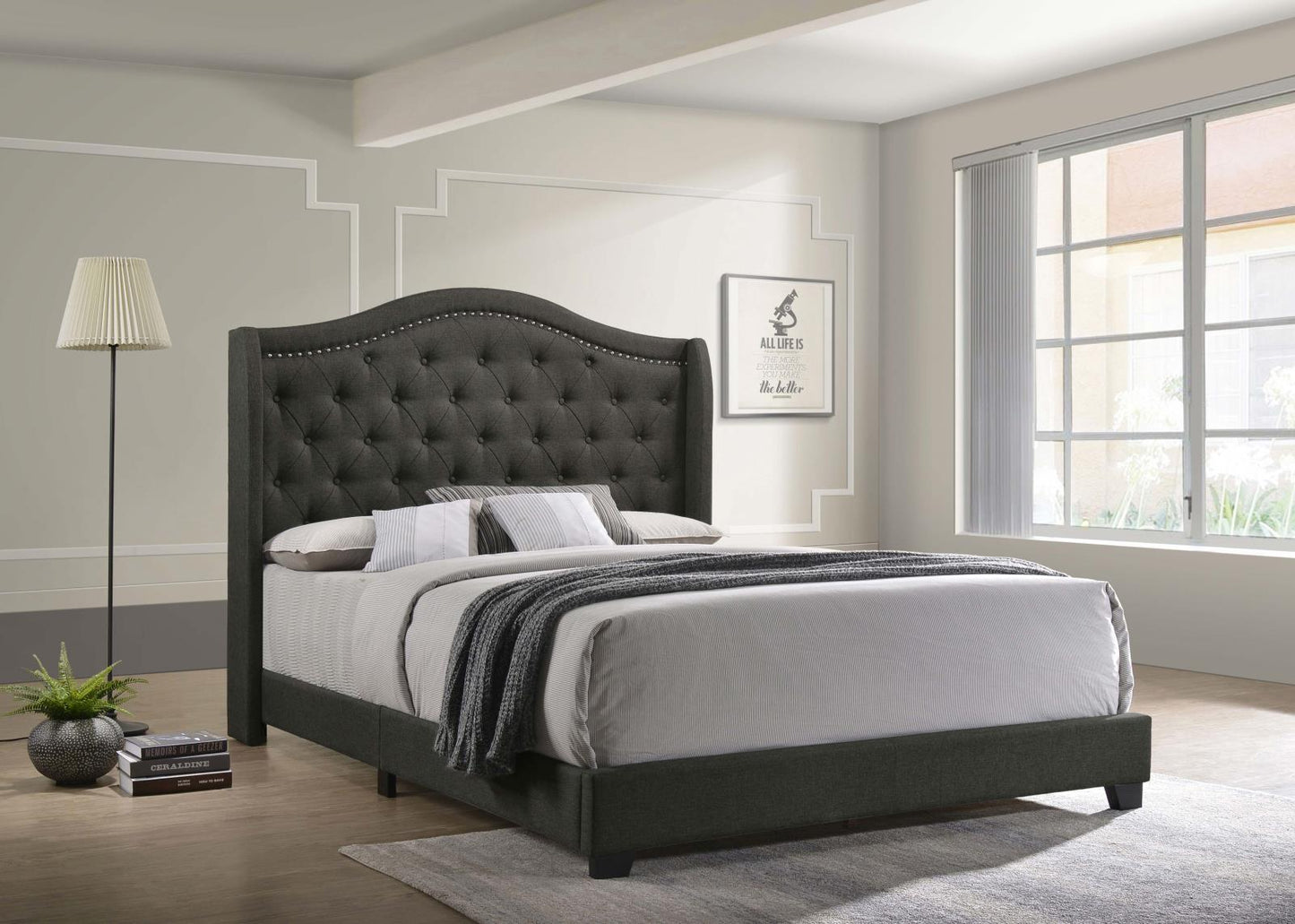 Sonoma Camel Back Eastern King Bed Gray - 310072KE - Luna Furniture - Dallas Store