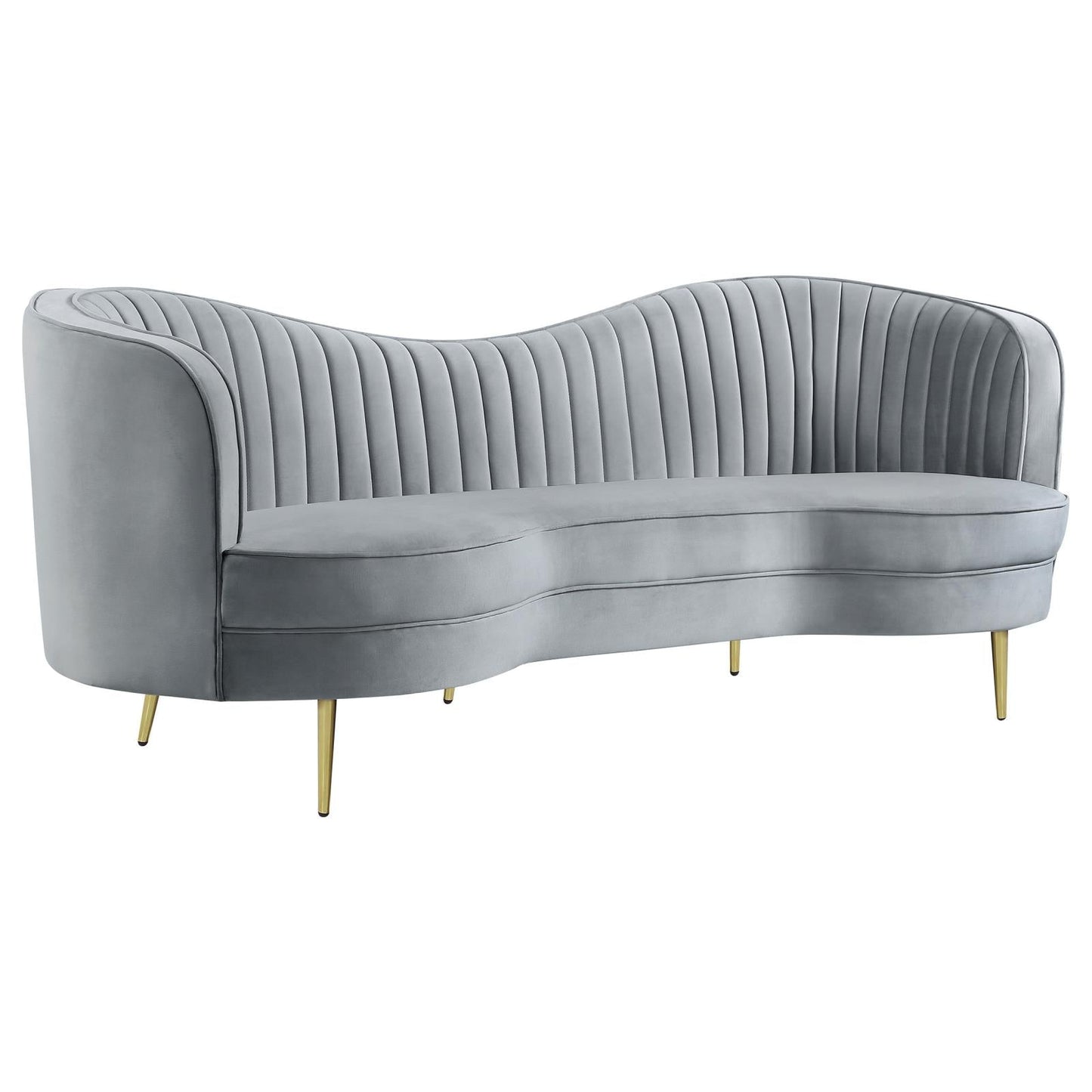 Sophia Upholstered Sofa with Camel Back Gray/Gold - 506864 - Luna Furniture - Dallas Store