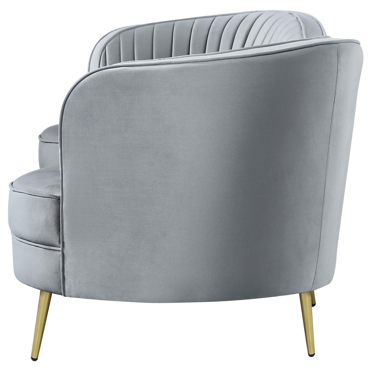 Sophia Upholstered Sofa with Camel Back Gray/Gold - 506864 - Luna Furniture - Dallas Store