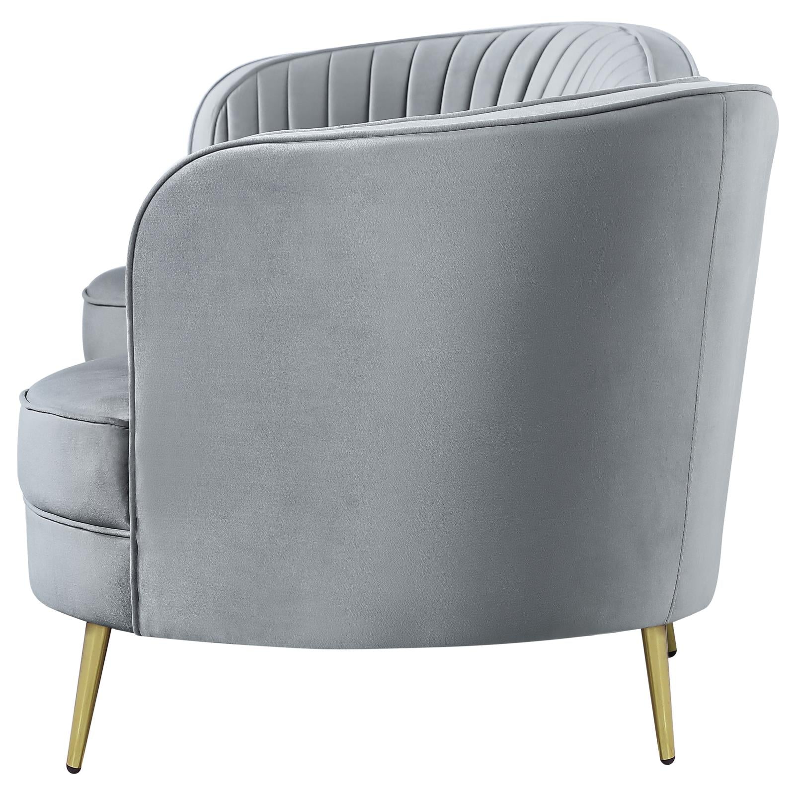Sophia Upholstered Sofa with Camel Back Gray/Gold - 506864 - Luna Furniture - Dallas Store