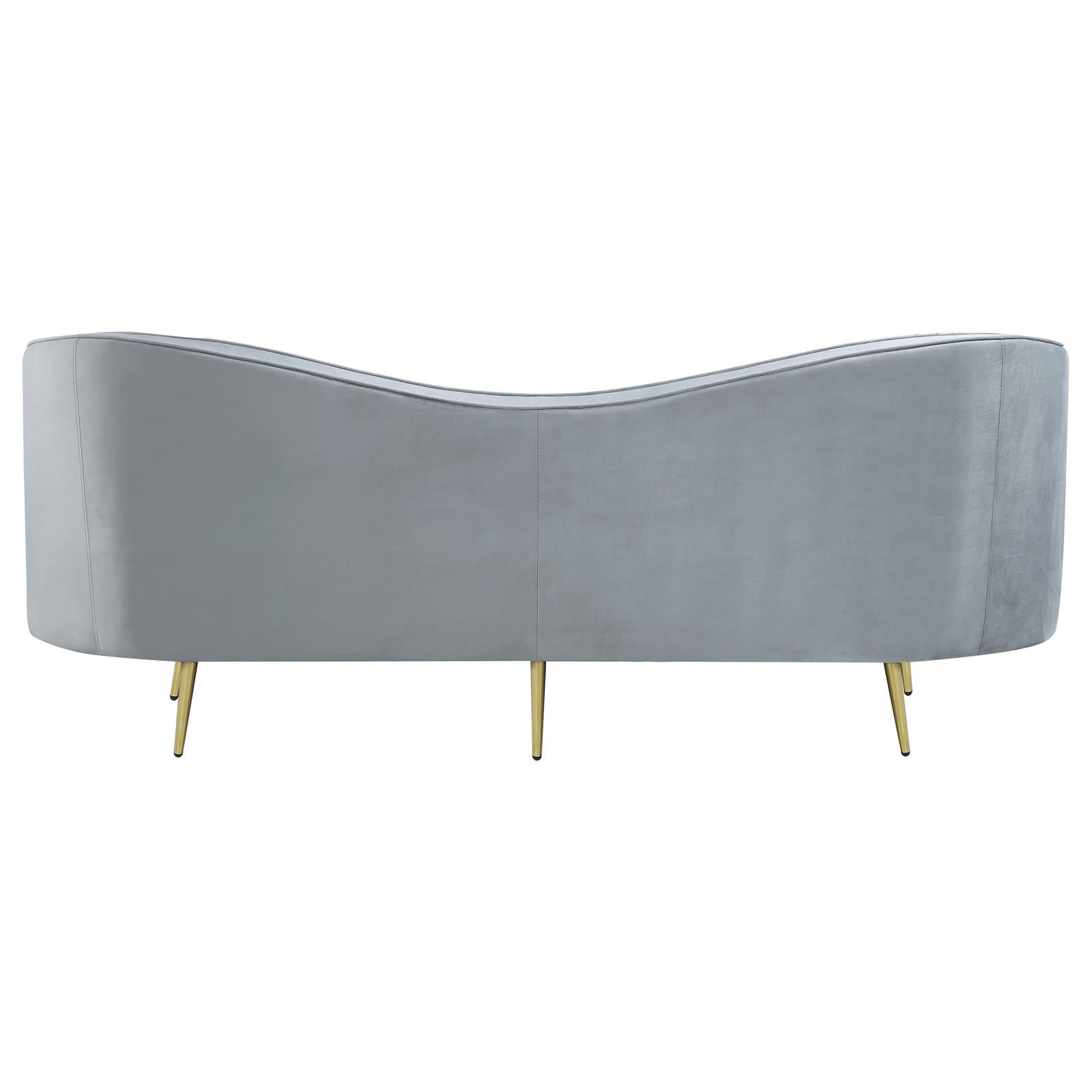 Sophia Upholstered Sofa with Camel Back Gray/Gold - 506864 - Luna Furniture - Dallas Store