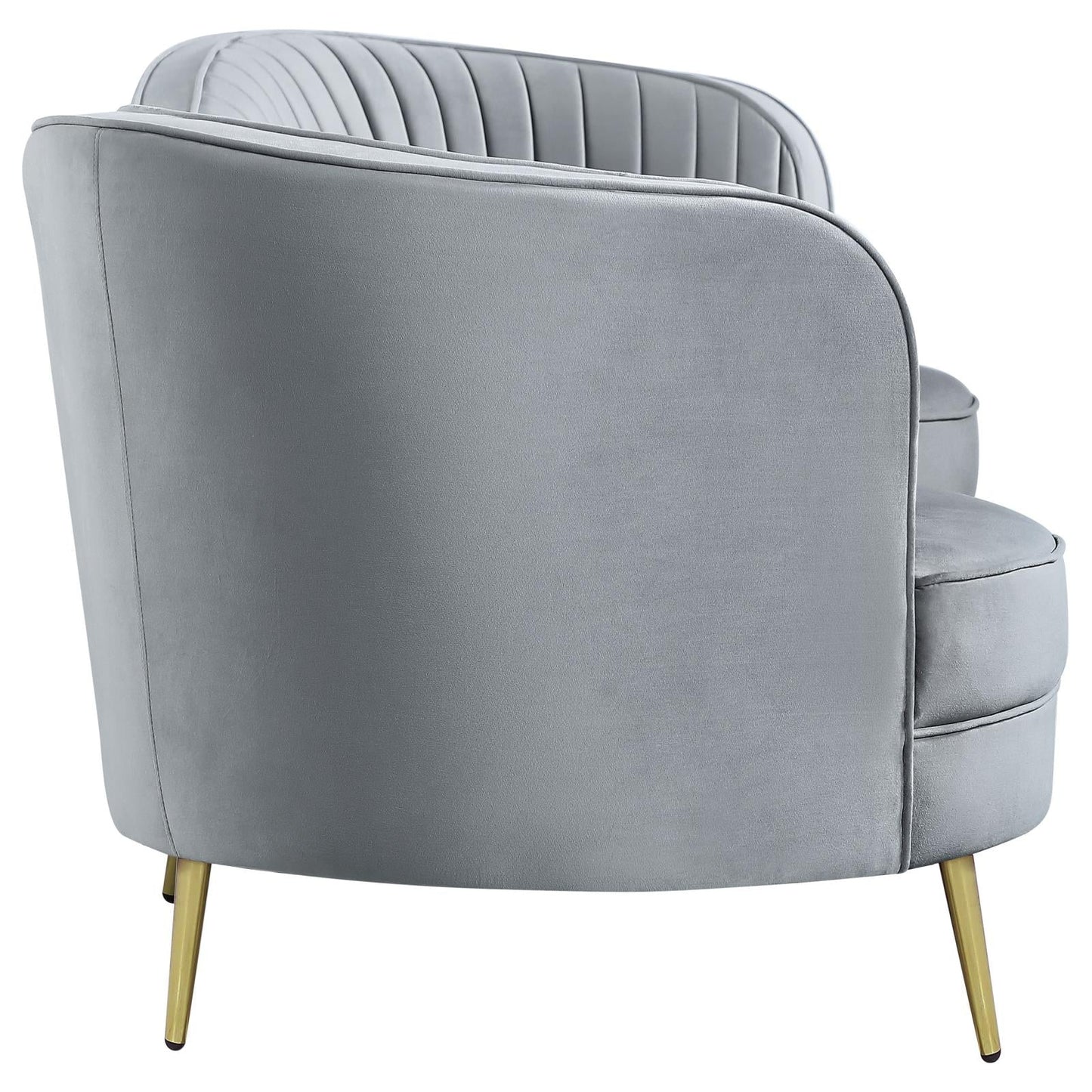 Sophia Upholstered Sofa with Camel Back Gray/Gold - 506864 - Luna Furniture - Dallas Store