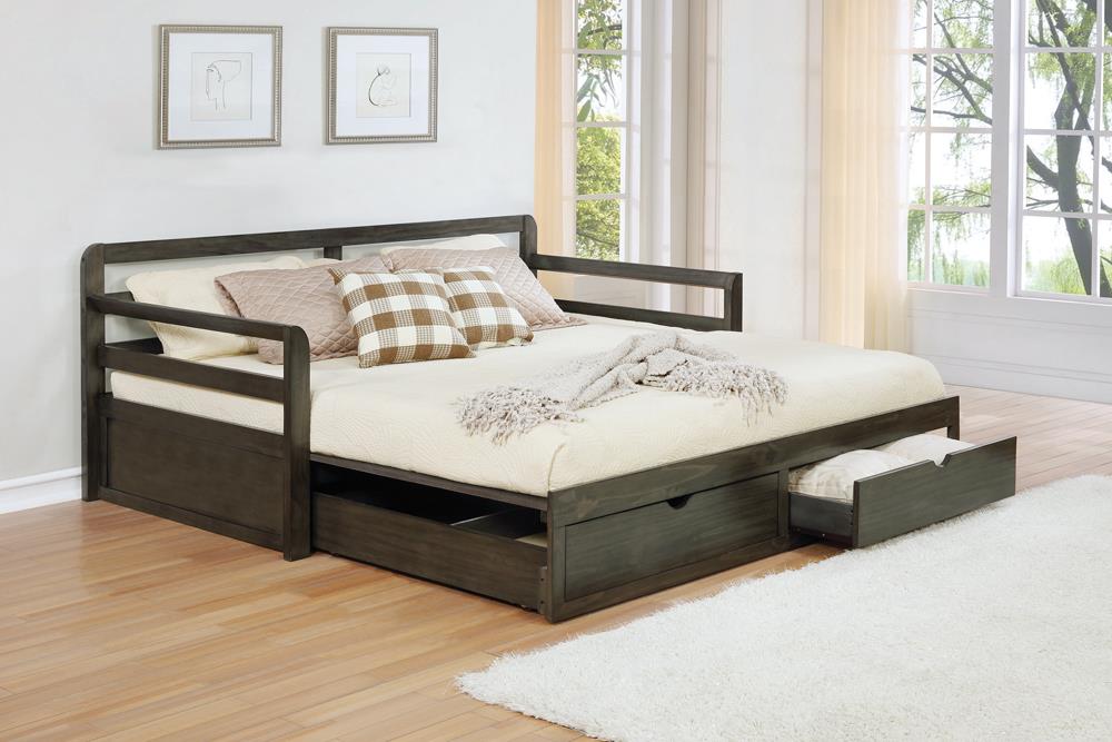 Sorrento Gray 2-Drawer Twin Daybed with Extension Trundle - 305706 - Luna Furniture - Dallas Store